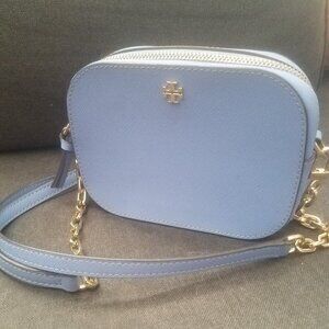 Tory Burch Emerson Blue Bow Color Mini Leather Crossbody